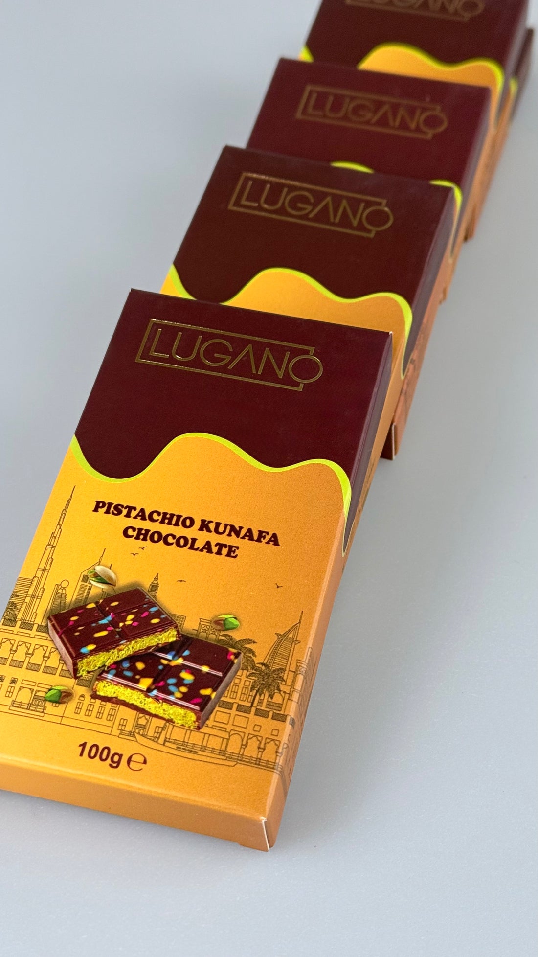 Lugano Pistachio Kunafa Chocolate Bar