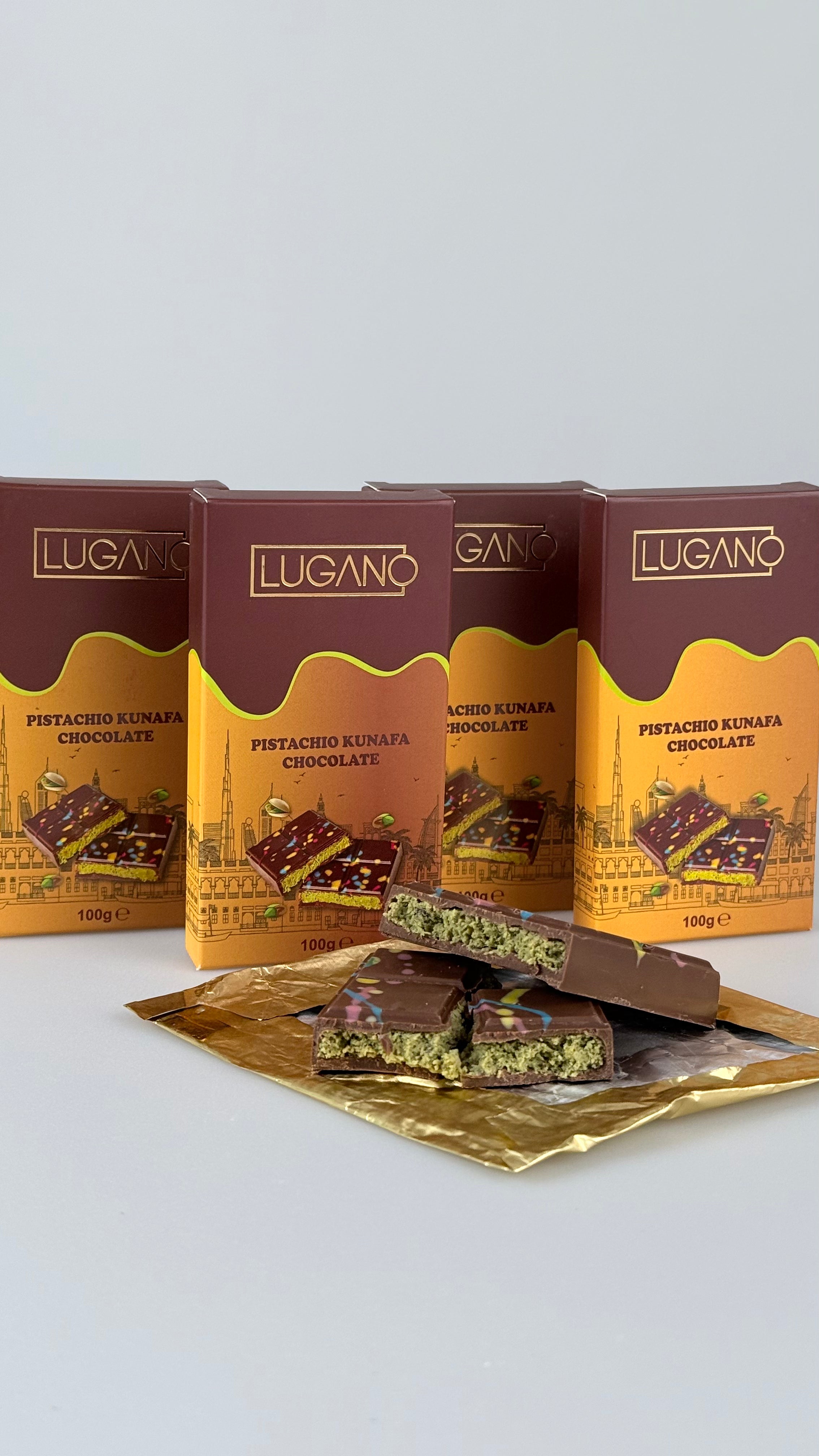 Lugano Pistachio Kunafa Chocolate Bar